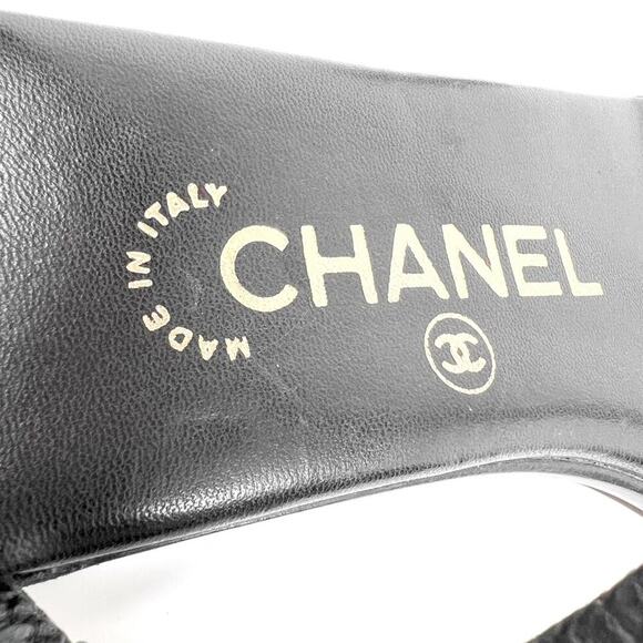 Chanel CC Charm Thong Sandals Black Leather Flats Y2K EU 36.5 / US 6.5 - Picture 6 of 9